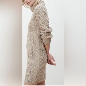 Aran Cable Aran Dress w‎ith Cowl Neck